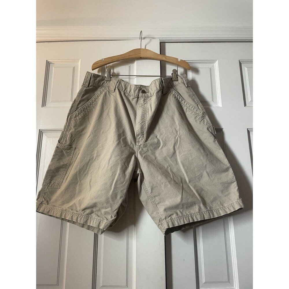 Carhartt Men's Canvas Utility Work Shorts Tan Khaki Carpenter Pocket Size 38